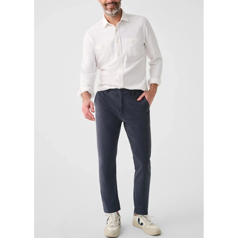 Faherty Stretch Terry Chino Pants in Navy Men 42x33 Slim Straight‎ Leg NWT $168